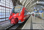 442 115 (Bombardier Talent 2) von DB Regio Südost als RE 16514 (RE50)  Saxonia-Express  nach Leipzig Hbf steht in seinem Startbahnhof Dresden Hbf auf Gleis 1.
