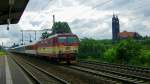 371 015-9  Vaclav  mit einem Eurocity aus Richtung Tschechien kurz vor Dresden-Hbf hier bei der Durchhfahrt in Dresden-Strehlen am 11.08.2012