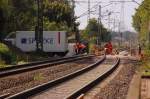 In Dlken an der Bahnhofsausfahrt in Richtung Venlo wurde am Sonntag den 2.9.2012 eine neue Weiche eingebaut..was eine Sperrung der Kbs 485 zwischen Viersen und Venlo zur Folge hatte.