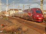 In der Abendsonne des 2.11.14 präsentierte sich der Thalys von seiner bessten Seite.