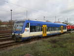 Neben den Bahnsteig in Eberswalde machte,am 11.Januar 2020,der NEB VT 002 Pause.