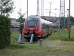 442 836 stand,am 27.Juni 2020,abgestellt in Eberswalde.Aufnahme vom Bahnsteigende.