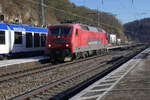 Die 120 201 fand eine neue Aufgabe bei dem Dresdner Unternehmen Bahnlogistik24. Am 8. Februar 2023 durchfährt sie 15.01 Uhr Eichstätt Bahnhof Richtung Treuchtlingen.