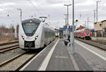 Drei Züge auf einen Blick:  1440 338 (Alstom Coradia Continental) der Bayerischen Oberlandbahn GmbH (BOB | Mitteldeutsche Regiobahn (MRB)) als RB 74127 (RB45) nach Chemnitz Hbf, dahinter der