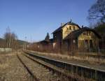 Blick am 09. Mrz 2012 ber den Bahnhof Grfenthal an der ehemaligen KBS 564 (Probstzella - Sonneberg).