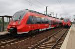 Hier 442 709-2 als RE10 (RE18455) von Leipzig Hbf. nach Cottbus, dieser Triebzug stand am 12.7.2014 in Falkenberg(Elster). 