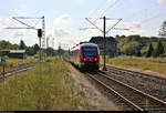 648 963-6 (Alstom Coradia LINT 41) von DB Regio Schleswig-Holstein (DB Regio Nord) als RE 21906 (RE72) von Eckernförde erreicht seinen Endbahnhof Flensburg auf Gleis 4.