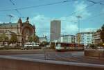 Straßenbahn Frankfurt (1983) Zug am Hauptbahnhof (Stadtbahnwagen Pt)  