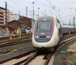 SNCF Alstom TGV in Oui 4701 in Frankfurt am Main Hbf vom Bahnsteig aus fotografiert am 14.02.26