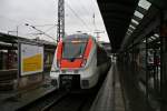 SWEG-ET 150 pendelte am 14.12.13 zwischen Bad Krozingen und Freiburg (Breisgau) Hbf. Hier ist der Triebwagen nach dem Kopfmachen in Freiburg bereits schon wieder abfahrbereit in Richtung Bad Krozingen.