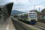 BSB-VT018 und BSB-VT 010 auf dem Weg nach Waldkirch am 03.05.14 beim Verlassen des Startbahnhofs Freiburg (Breisgau) Hbf.