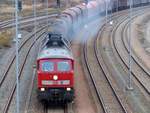 DB Ludmilla, 232 654-4 verlässt den Hauptbahnhof Gera mit einem gemischten Güterzug in Richtung Jena am 20.11.2019