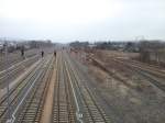 Aufnahme allerdings nur mit Handy. Bahnhofsbrücke Gera mit Blickrichtung Leipzig und Hermsdorf 21.03.2015.