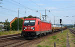 187 118 führte am 22.06.19 einen gemischten Güterzug durch Jena-Göschwitz Richtung Saalfeld(S).