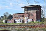 Blick auf das alte Stellwerk Gnf in Grevenbroich.