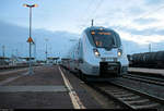 9442 806 (Bombardier Talent 2) von Abellio Rail Mitteldeutschland als RB 74627 (RB20) nach Halle(Saale)Hbf steht in ihrem Startbahnhof Großkorbetha auf Gleis 5. [4.2.2018 | 17:08 Uhr]