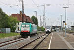 186 217-6 (2825) der Lineas Group nv/sa trifft auf 9442 110 (Bombardier Talent 2) von Abellio Rail Mitteldeutschland im Bahnhof Großkorbetha.