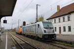 Die Railpool 187 308-2 pausierte am 10.04.2026 zusammen mit der ITL 185 606-1 in Großkorbetha.