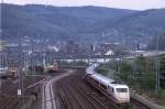 Der ICE 926 von Nrnberg kommend, in der stlichen Ausfahrt von Hagen Hbf Ri.