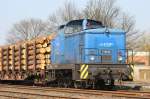 Eisenbahngesellschaft Potsdam mit V 60.02 zieht heute den Holzzug von Hagenow nach Bad Kleinen.