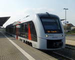 Am 23.04.19 fuhr der Abellio 1648 437/937, als RE11 nach Thale Hbf, aus dem Bahnhof von Halberstadt aus.