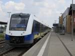 622 209 und drei weitere Triebwagen der BR Lint 54 im Bahnhof von Halberstadt am 22.07.2014 bestimmt für die Erixx GmbH 