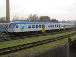 Alte ehemalige Bundesbahntriebwagen in Halberstadt am 10.12.2013 (Über den Zaun fotographiert)