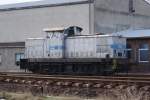 Eine V60 wartete am 04.04.2010 am alten Bw in Haldensleben auf neue Aufgaben.Dran steht noch Eichholz,sie fhrt aber fr die Strabag.