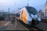 Nachschuss auf 9442 103 (Bombardier Talent 2) von Abellio Rail Mitteldeutschland mit Seitenwerbung als Leerzug, der seinen Endbahnhof Halle(Saale)Hbf Gl.