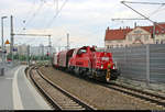 Coilzug mit 261 026-9 (Voith Gravita) DB passiert den Interimsbahnsteig Halle(Saale)Hbf Gl.