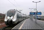 1442 603 und ein weiterer 1442 (Bombardier Talent 2) der S-Bahn Mitteldeutschland (DB Regio Südost) als S 37506 (S5X) von Zwickau(Sachs)Hbf mit zahlreichen Zwickauer Fußballfans an Bord erreichen ihren Endbahnhof Halle(Saale)Hbf auf Gleis 13. Anlass war ein Fußballspiel in Bremen. [10.3.2018 | 7:49 Uhr]