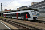 1648 936-0 (Alstom Coradia LINT 41) der Abellio Rail Mitteldeutschland GmbH als RB 80434 (RB47) nach Bernburg verlässt den Startbahnhof Halle(Saale)Hbf auf Gleis 1a.