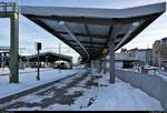 Halle(Saale)Hbf – die neuen Bahnsteige 1 und 2/3    Neue Überdachung für Bahnsteig 1, dem Hausbahnsteig am Zugang Ernst-Kamieth-Straße mit direktem Anschluss zur Straßenbahn.