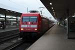 Einfahrt von 101 035-4 am 12.08.2014 mit dem EC 248 (Wroclaw Glowny - Hamburg Altona) in den Endbahnhof.