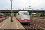 401 009-6 (Tz 160  Mülheim an der Ruhr ) als verspäteter ICE 773 (Linie 22) von Hamburg-Altona nach Stuttgart Hbf verlässt den Bahnhof Hamburg-Harburg abweichend auf Gleis 5.