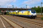 Metronom Bombardier Traxx 146 543-3 in Hamburg Harburg am 18.07.25 vom Bahnsteig aus fotografiert