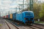 192 043 mit Containerzug in Hamburg Harburg, April 2026.