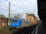 185 519-6 der Verkehrsbetriebe Peine-Salzgitter rollte am 31.03.09 als Lz durch Hamburg-Harburg Richtung Hafen um dort einen Containerzug abzuholen.