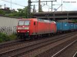 145 051 fuhr mit einen intermodal am 24.06.13 durch harburg 