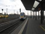Eine Eurobahn von Düsseldorf nach Hamm bei der Einfahrt in den Bahnhof Hamm.