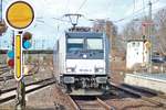 Railpool 185 684-8 am 09.02.19 in Hanau Hbf vom Bahnsteig aus fotografiert