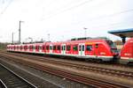 DB S-Bahn Rhein Main 430 601-1 mit Werbung für das Jubiläum 40 Jahre S-Bahn Rhein Main am 02.04.19 in Hanau Hbf als S9