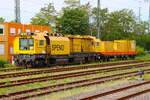 Speno International RR 16 MS-6 Schienenschleifmaschine am 09.05.26 in Hanau Hbf vom Bahnsteig aus fotografiert