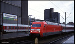 101062 mit EC 109 Lötschberg nach Brig im HBF Hannover am 15.3.1998 um 8.58 Uhr.