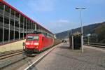185 093-2 mit einem gemischten Güterzug Richtung Singen (Htw) am Nachmittag des 06.03.14 im Bahnhof Horb am Neckar.
