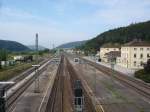 Bahnhof Immendingen,  bedeutender Eisenbahnknoten an der oberen Donau,  hier treffen sich drei Bahnen,  Aug.2007