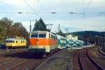111 146 mit RE 4 nach Aachen im September 1997 - kurz vor dem Beginn des Rückbaus des Bahnhofs.