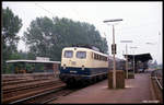 140279 hält hier am 23.5.1990 um 12.08 Uhr im Bahnhof Kahl mit dem Eilzug nach Frankfurt.