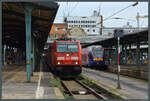 146 252 der DB Regio und 427 051 von Cantus stehen am 31.10.2025 nebeneinander in Kassel Hbf.