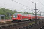Nachschuss auf den Steuerwagen des gezogen von 146 120 am 27.5.13 in Richtung Frankfurt (Main) aus Kassel Wilhelmsh�he ausfahrenden RE.